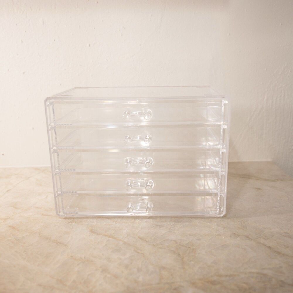Transparent Acrylic Jewelry Box 5 Drawers Storage Organizer